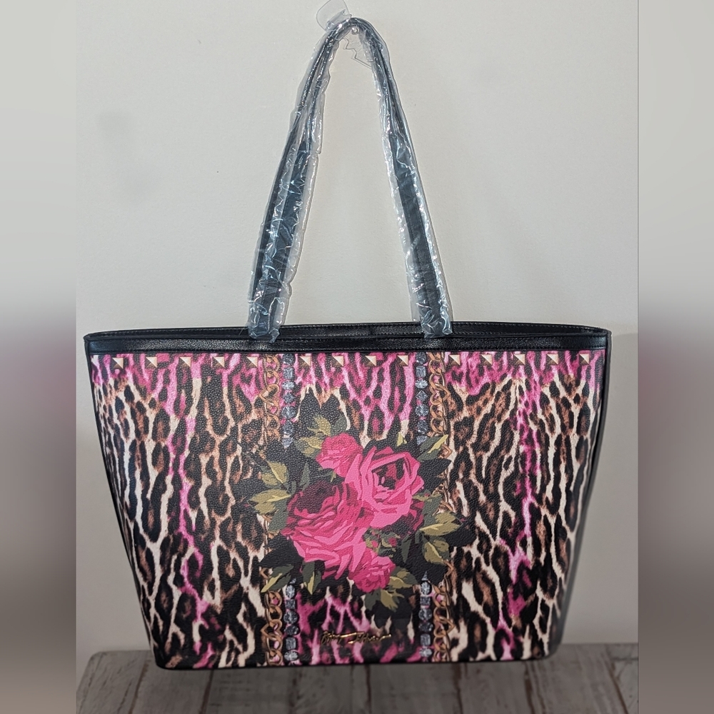 Betsey Johnson Embroidered Patch Tote/Leopard Print - Picture 2 of 7
